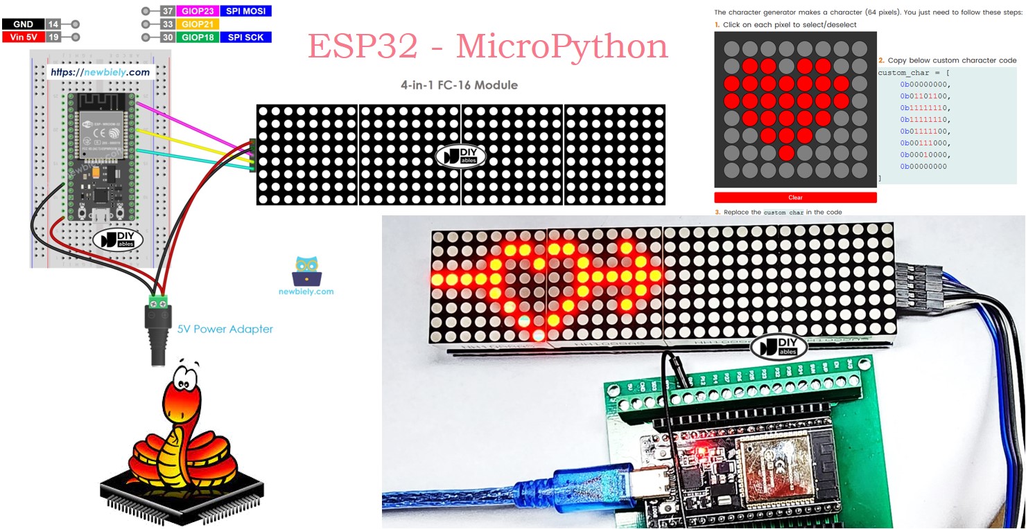 ESP32 마이크로파이썬 LED 매트릭스