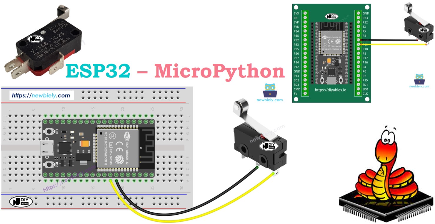 리밋 스위치가 있는 ESP32 마이크로파이썬