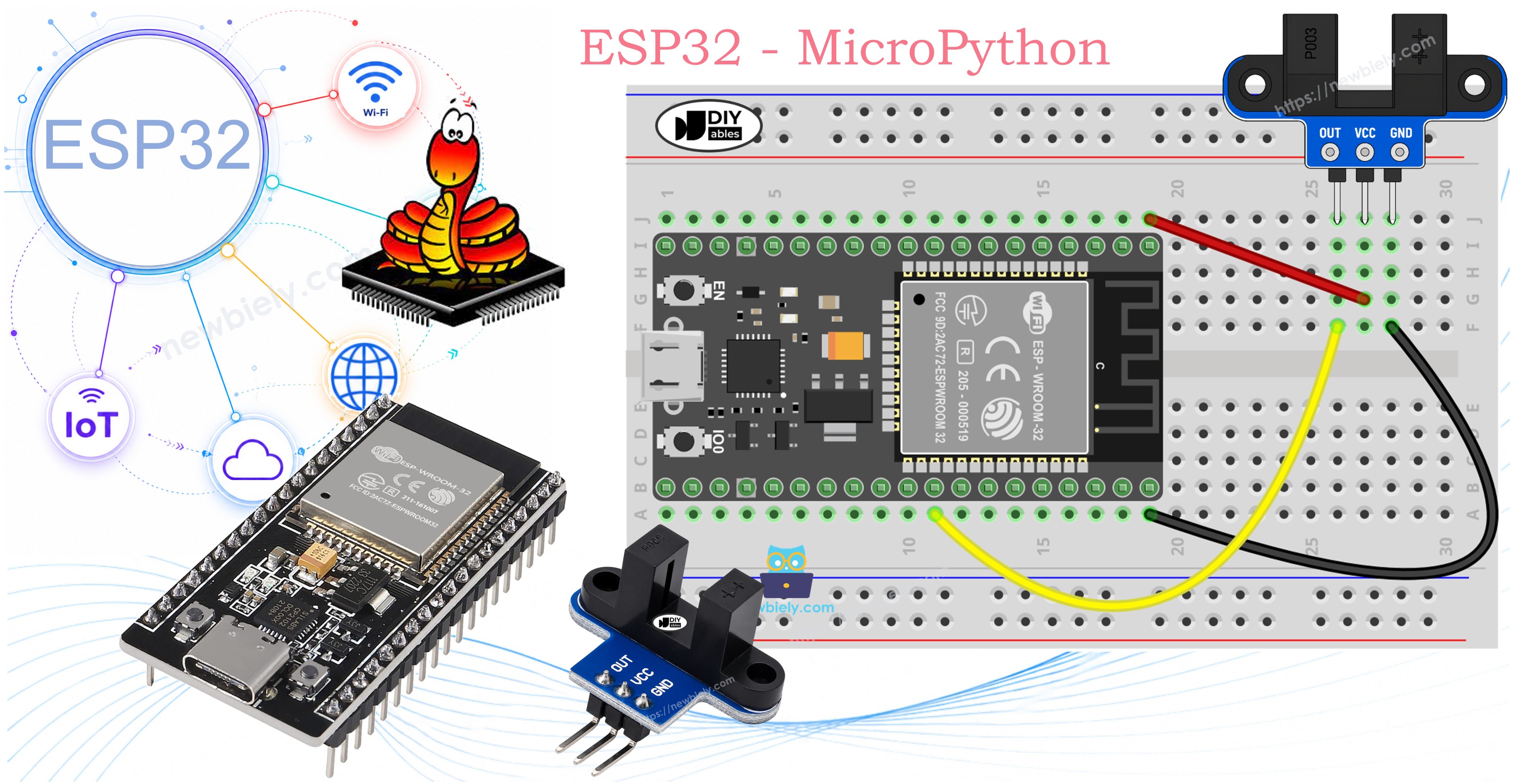 ESP32 마이크로파이썬과 ir 슬롯형 광학 속도 센서 모듈