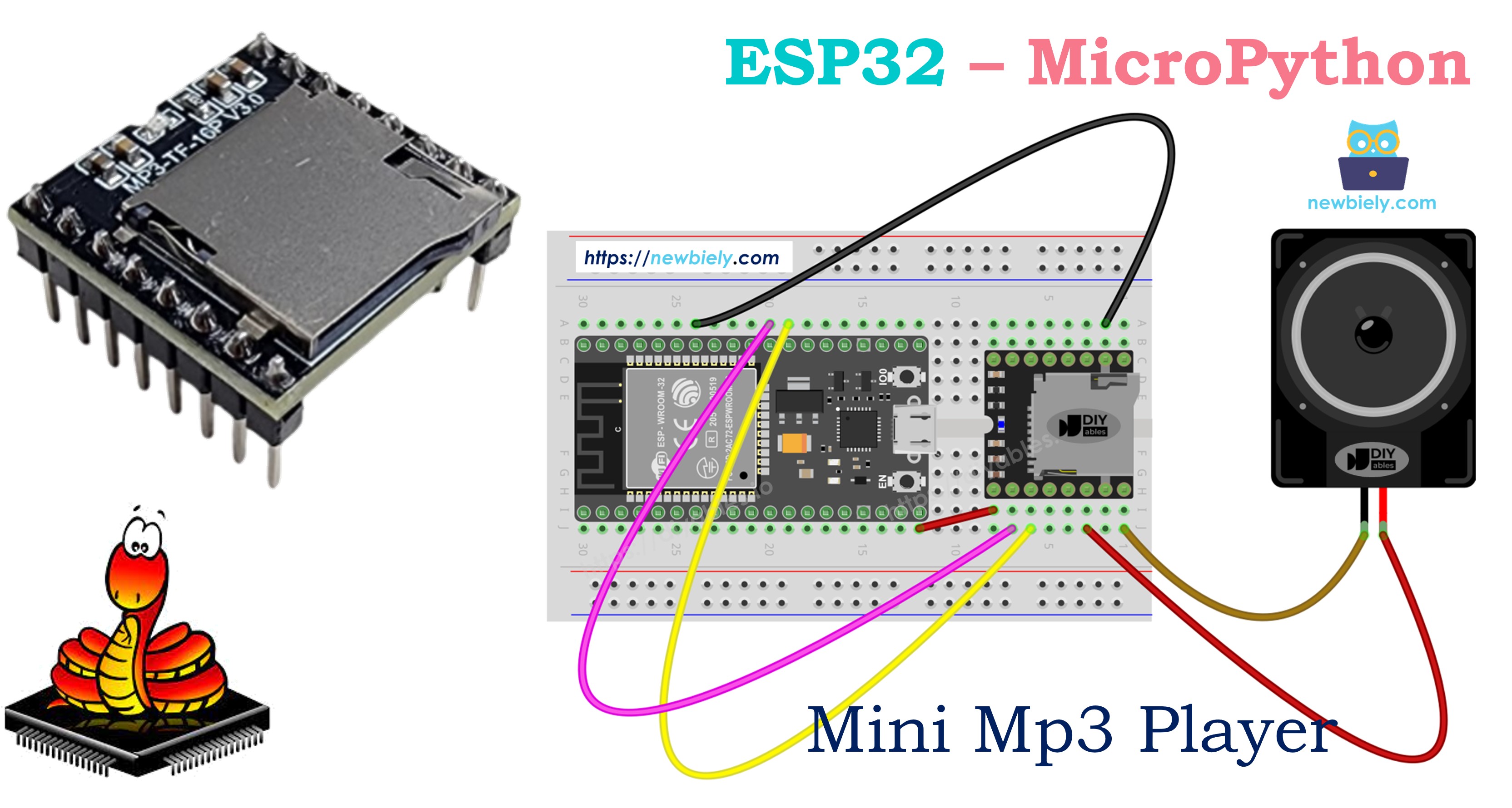 ESP32 마이크로파이썬 미니 mp3 플레이어