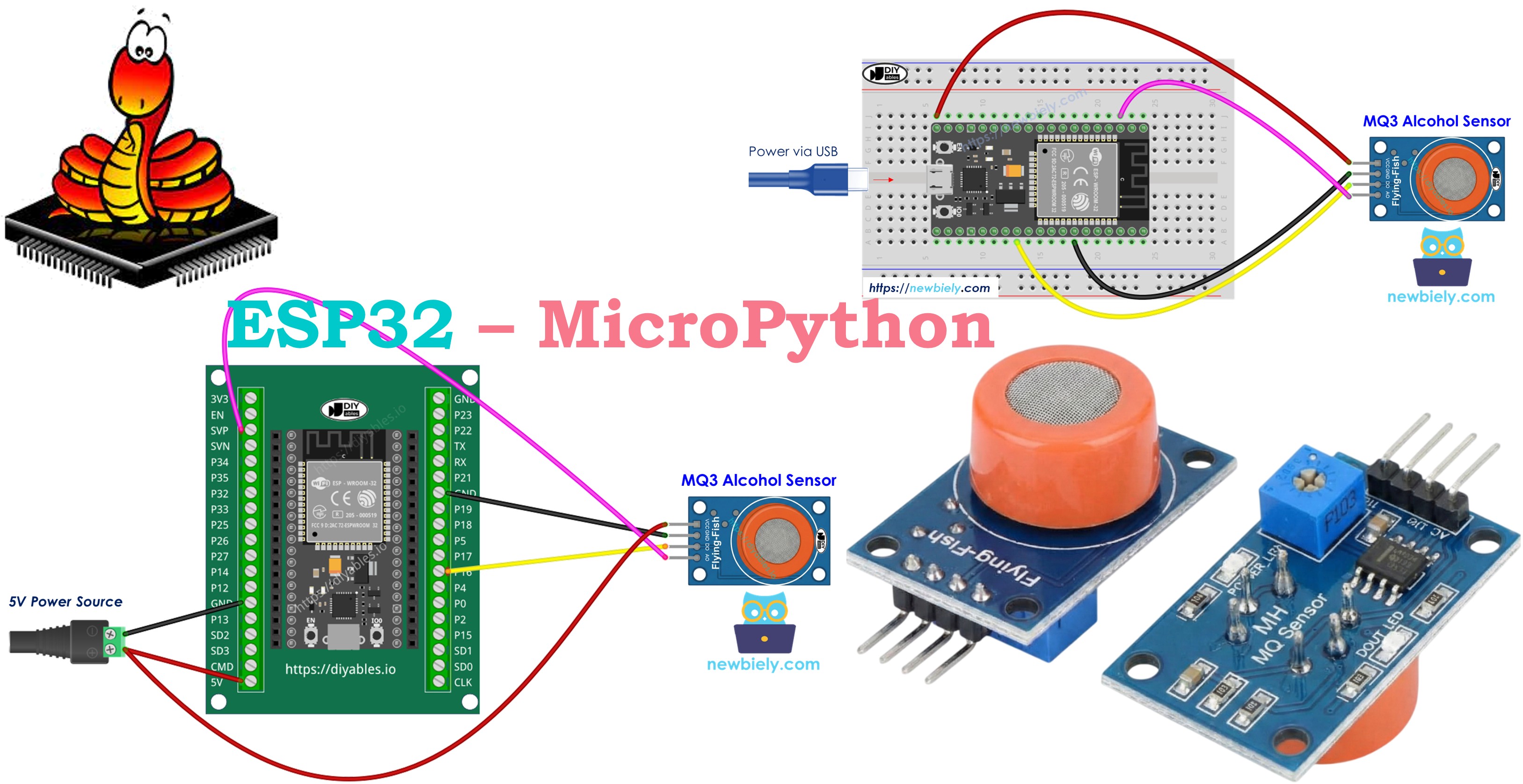 ESP32 마이크로파이썬 mq3 알코올 센서