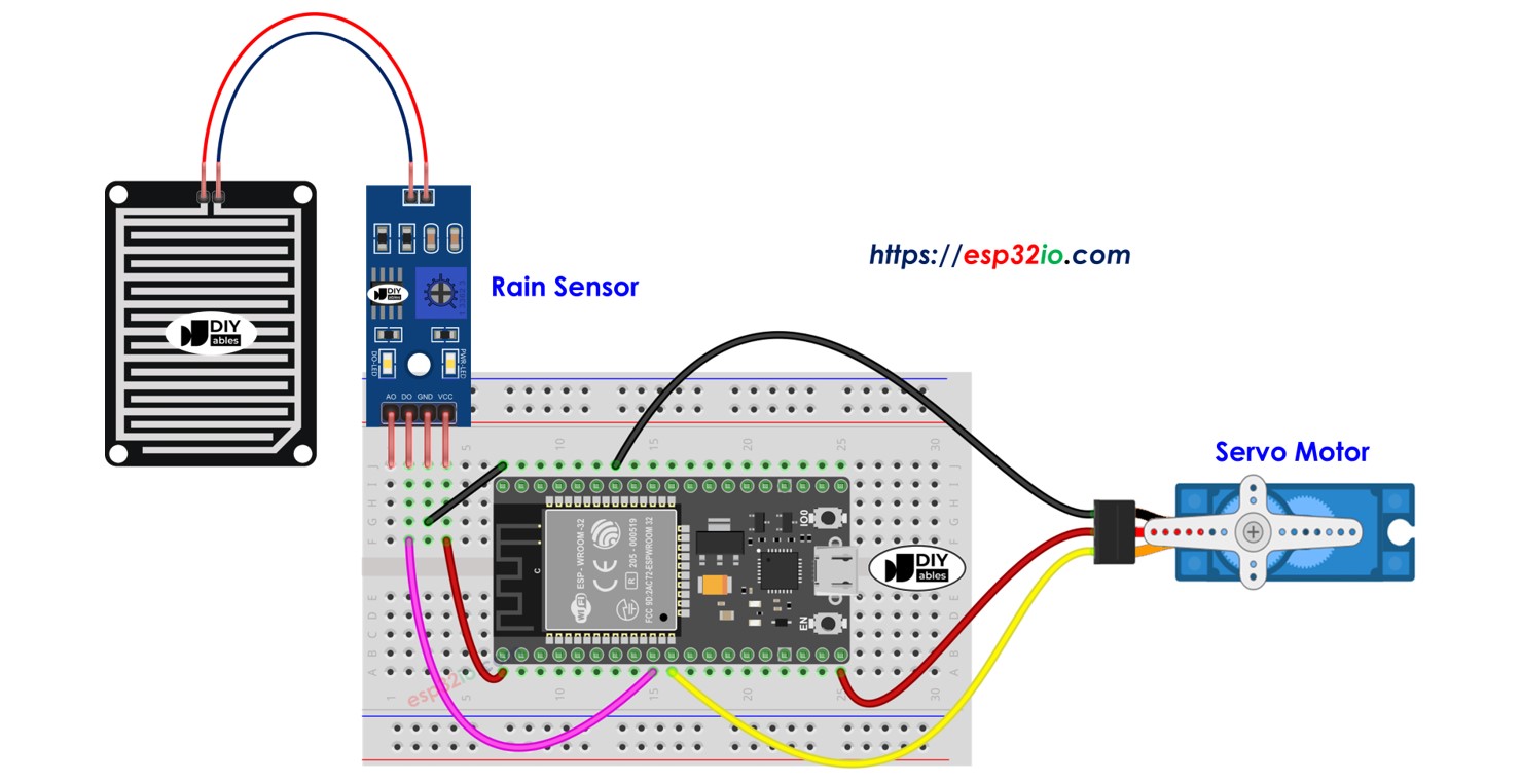 ESP32 - 빗물 감지기 - 서보 모터 | ESP32 - Rain Sensor - Servo Motor