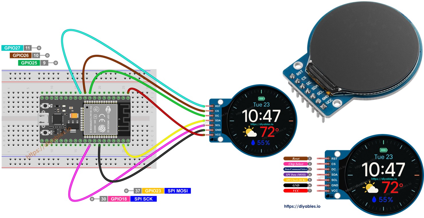 ESP32 1.28 인치 원형 tft lcd 디스플레이