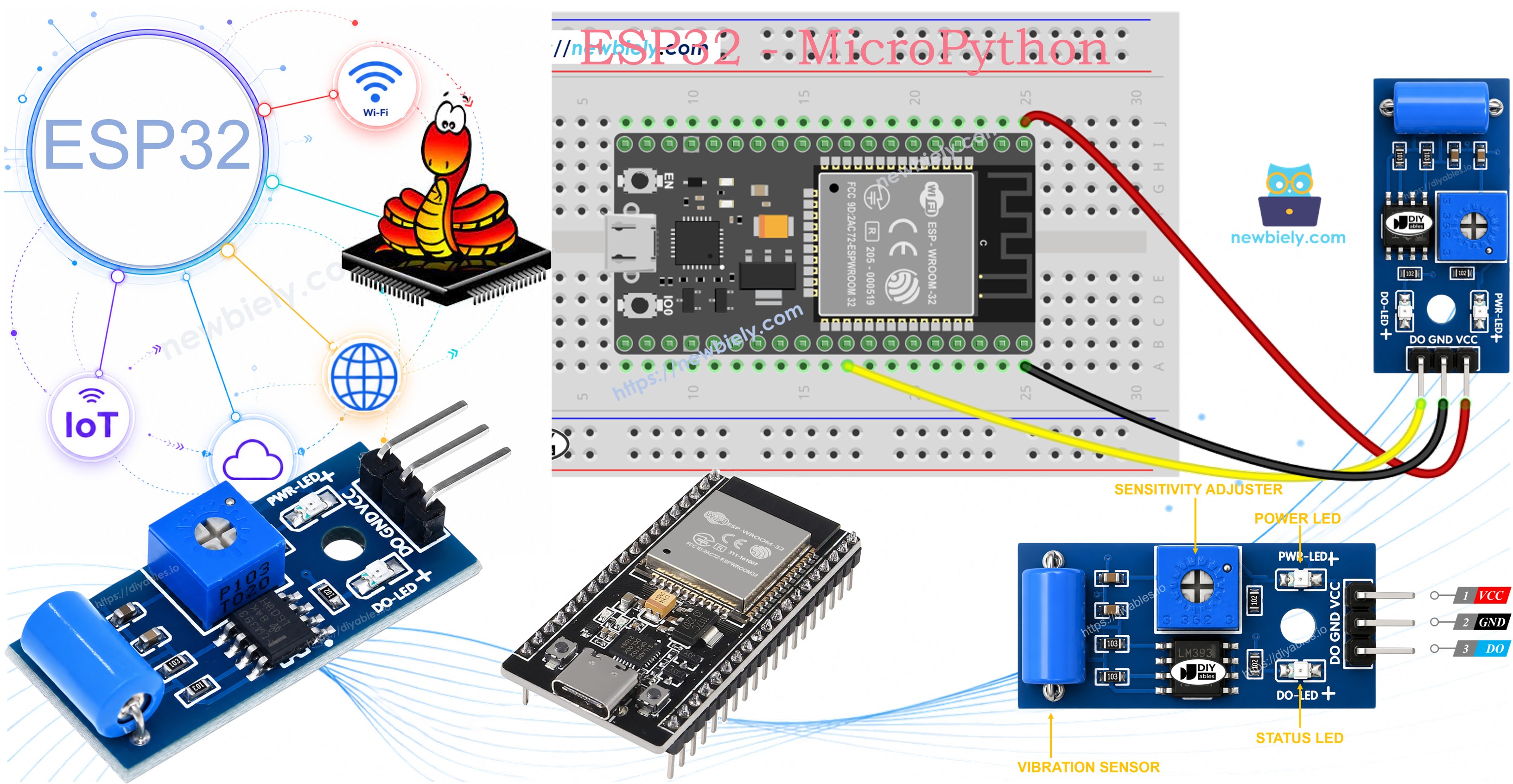 ESP32 마이크로파이썬 sw-420 진동 센서