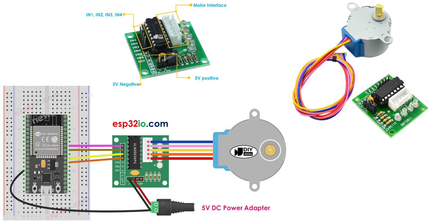 ESP32 ULN2003 28BYJ-48 stepper motor