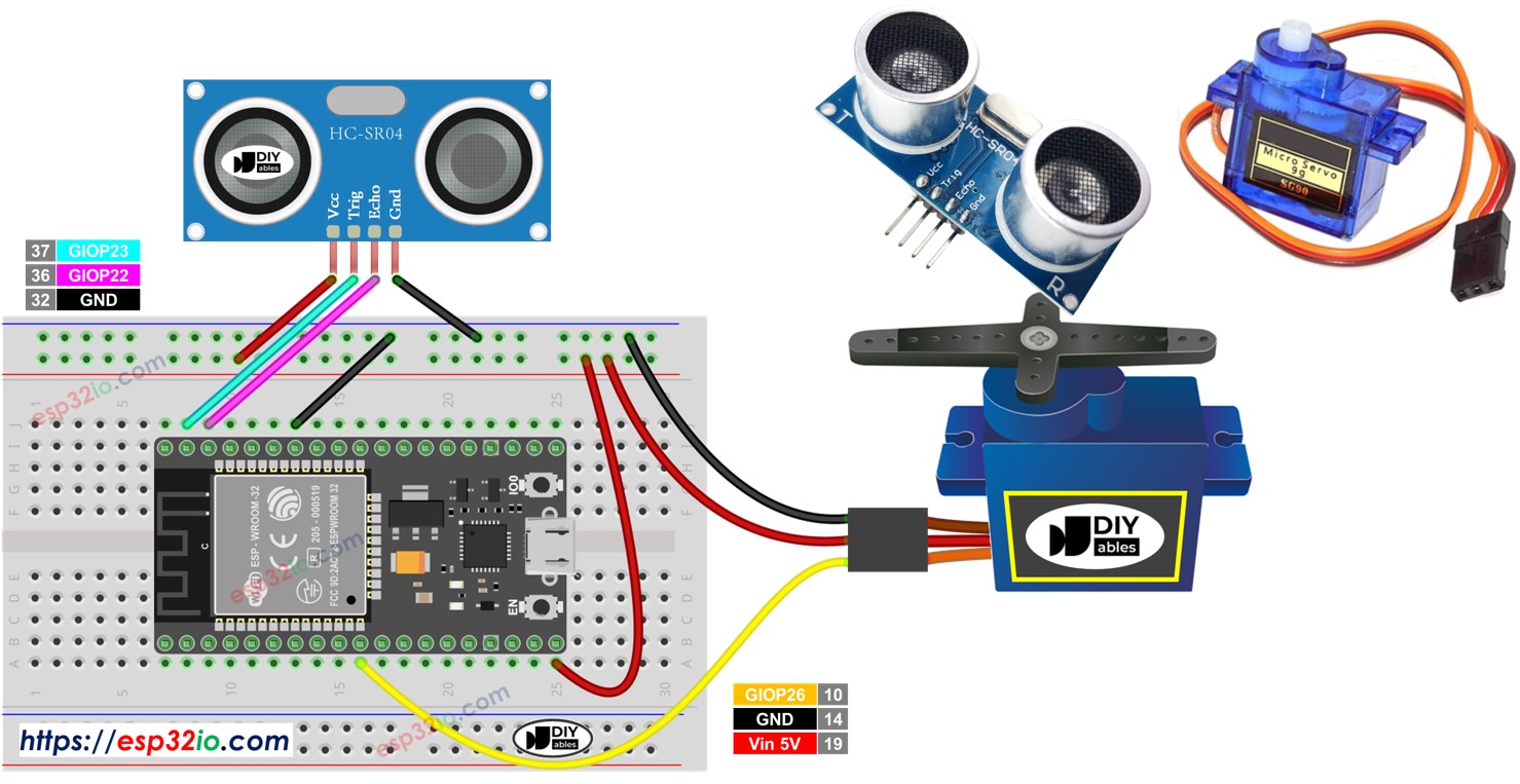 ESP32 - 초음파 센서 - 서보 모터 | ESP32 - Ultrasonic Sensor - Servo Motor