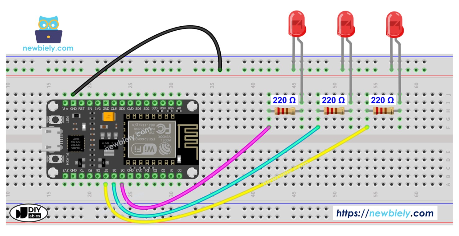 ESP8266 여러 LED 깜박이기