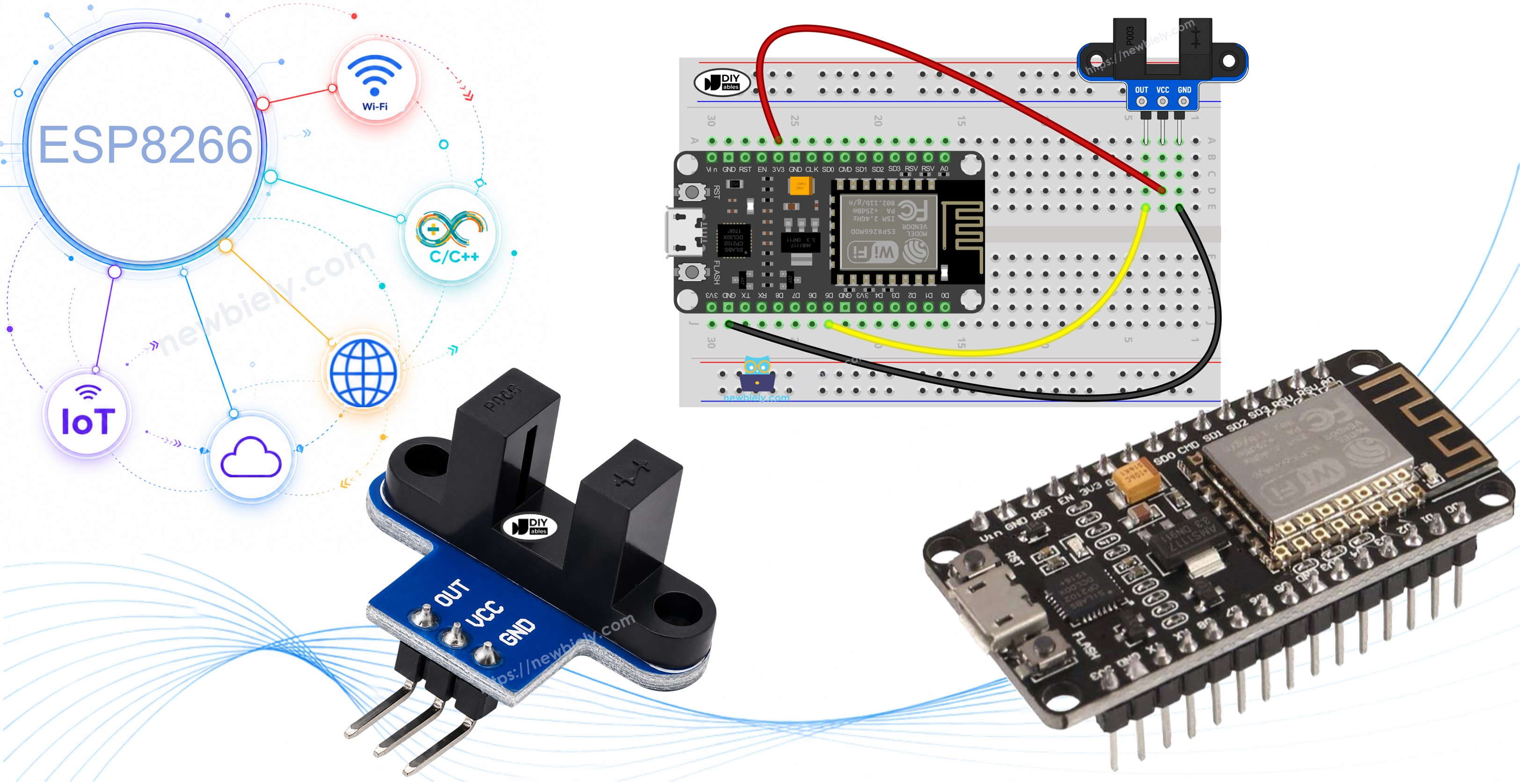 ir 슬롯형 광학 속도 센서를 연결한 ESP8266 NodeMCU nodemcu