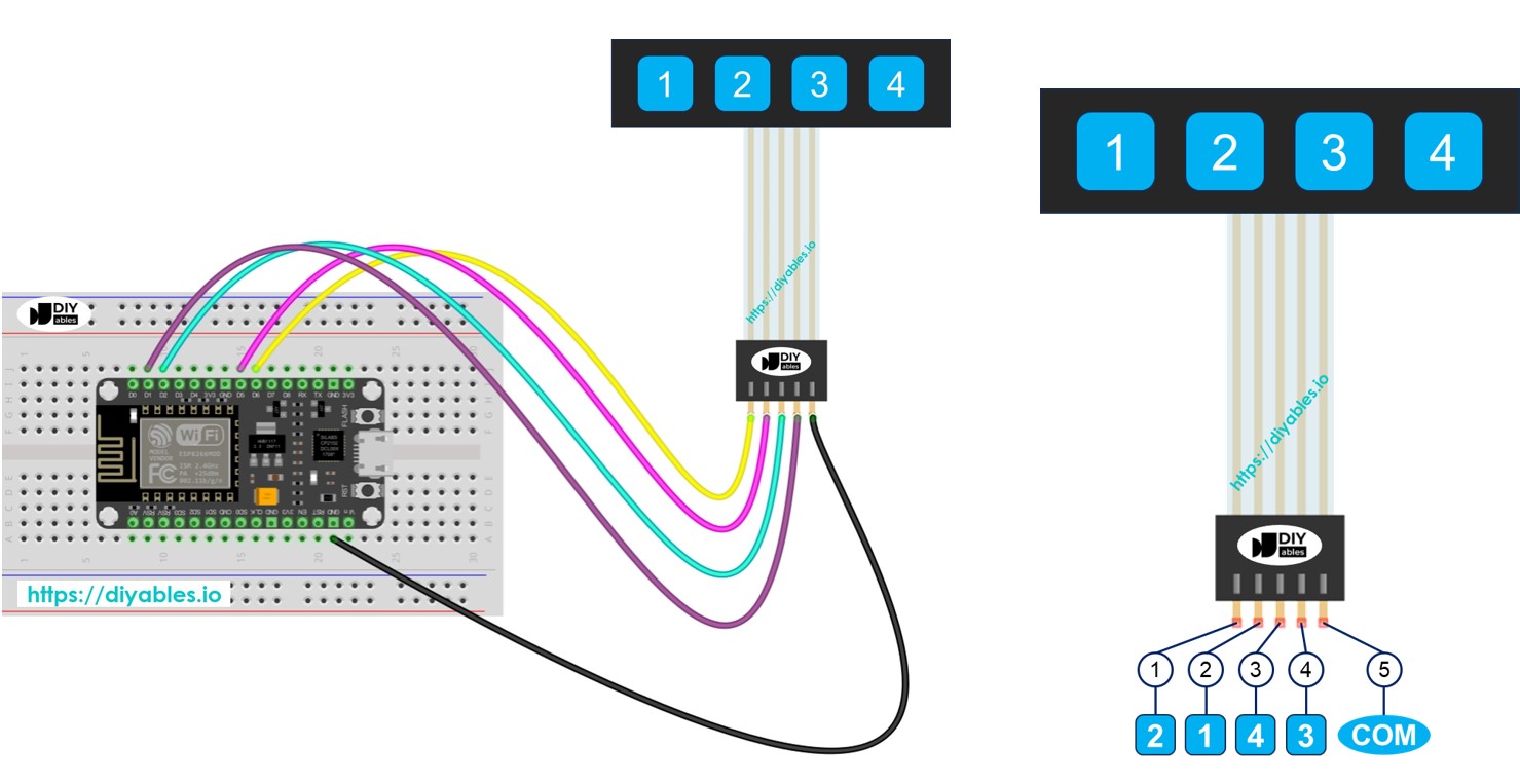 ESP8266 NodeMCU 키패드 1x4