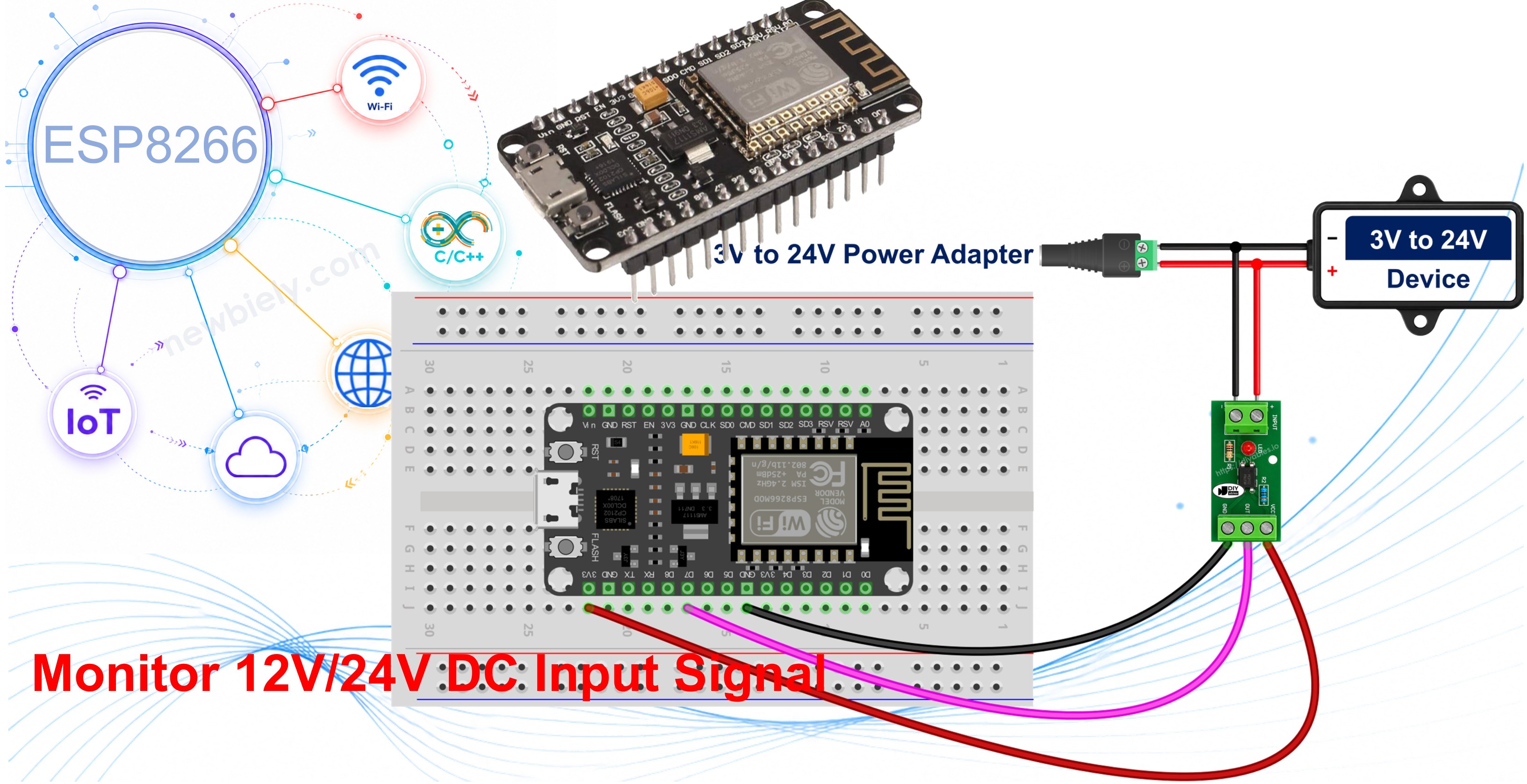 ESP8266 NodeMCU pc817 옵토커플러 12v 및 24v 절연 입력