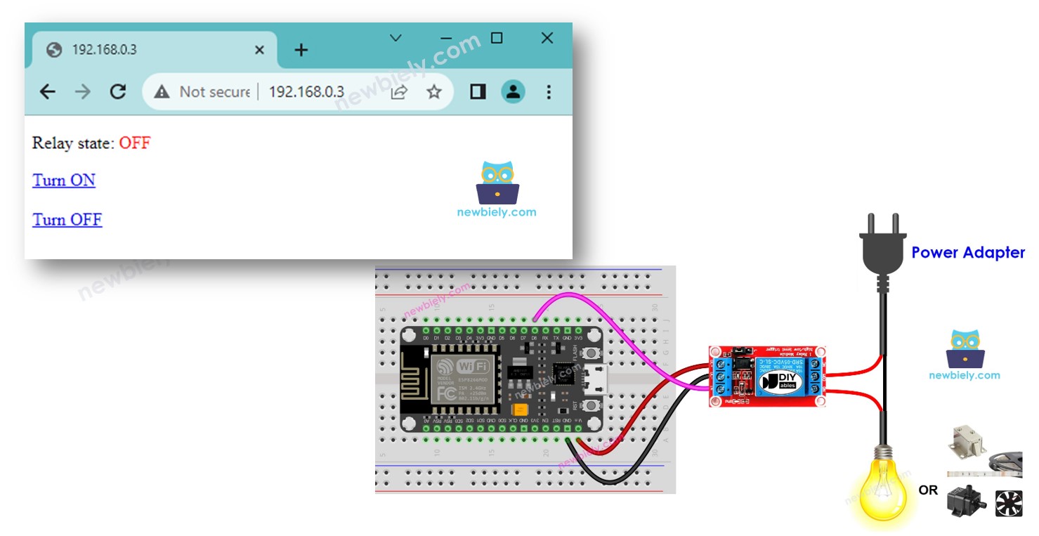 ESP8266 NodeMCU relay web browser