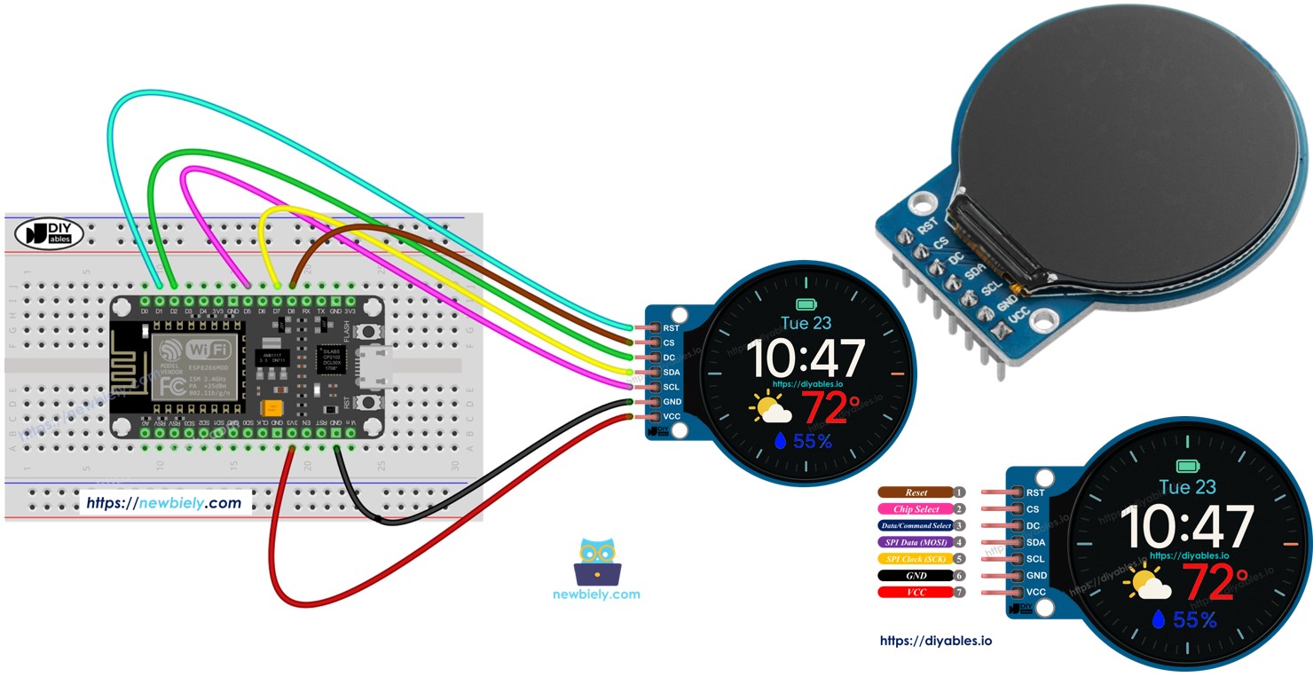 ESP8266 NodeMCU 1.28인치 원형 tft lcd 디스플레이
