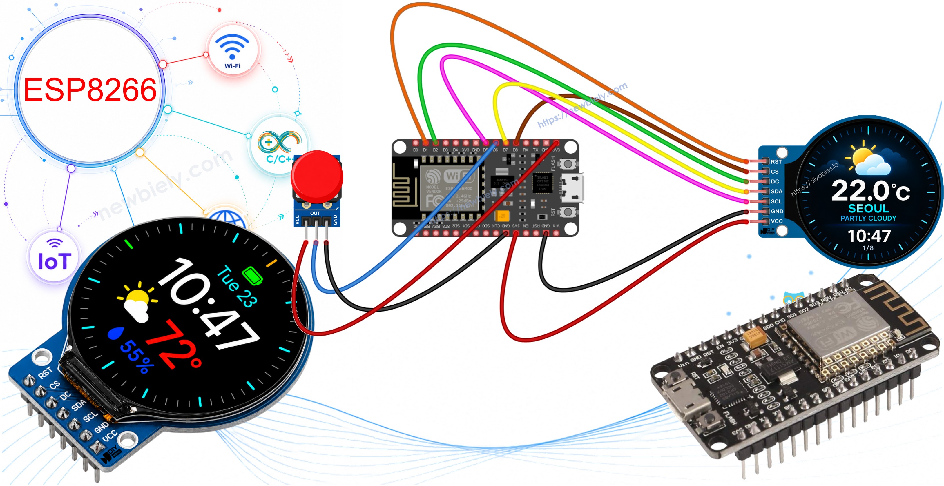 원형 tft lcd 디스플레이를 사용한 ESP8266 NodeMCU 스마트 기상 관측소