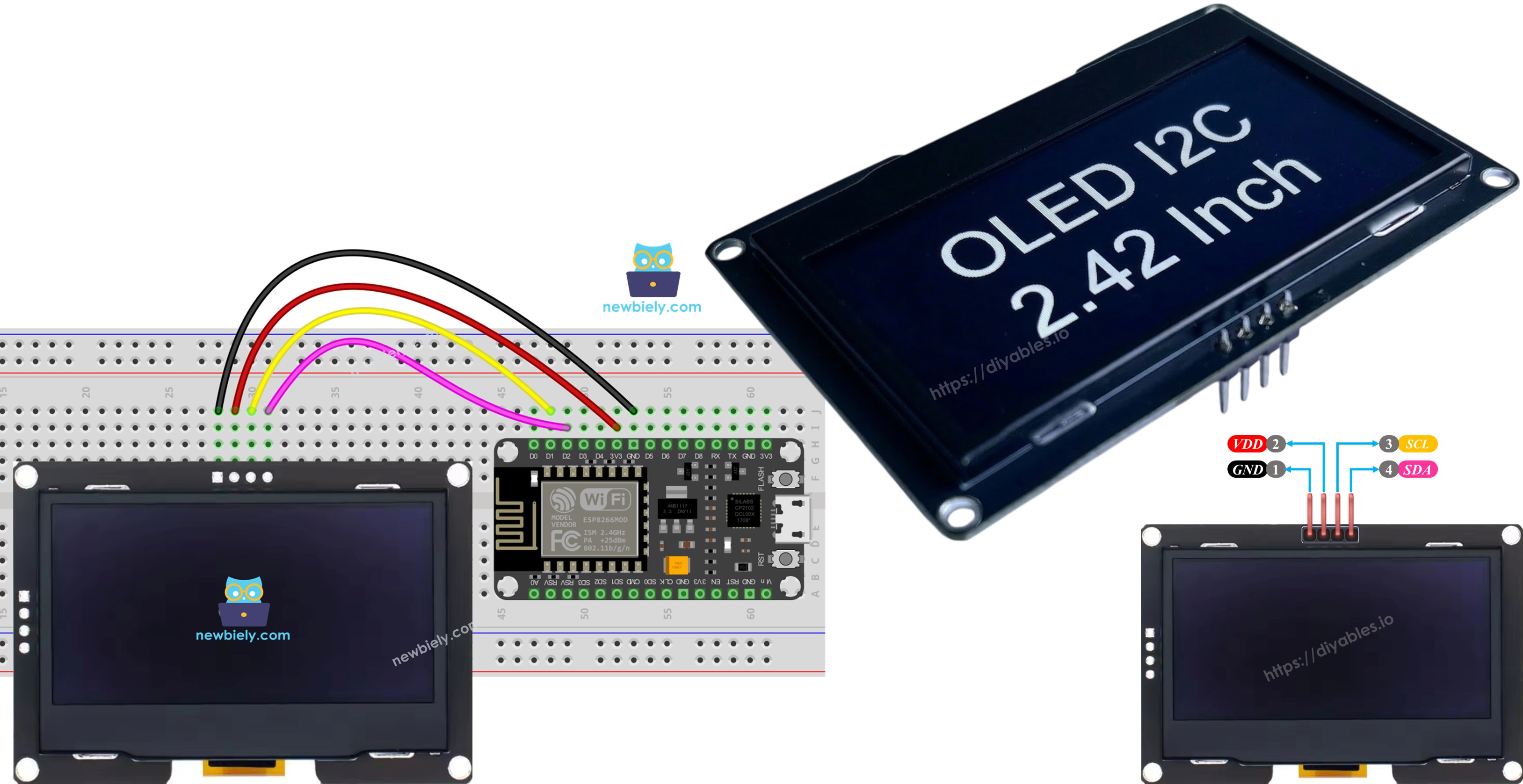 ESP8266 NodeMCU ssd1309 oLED i2c 디스플레이