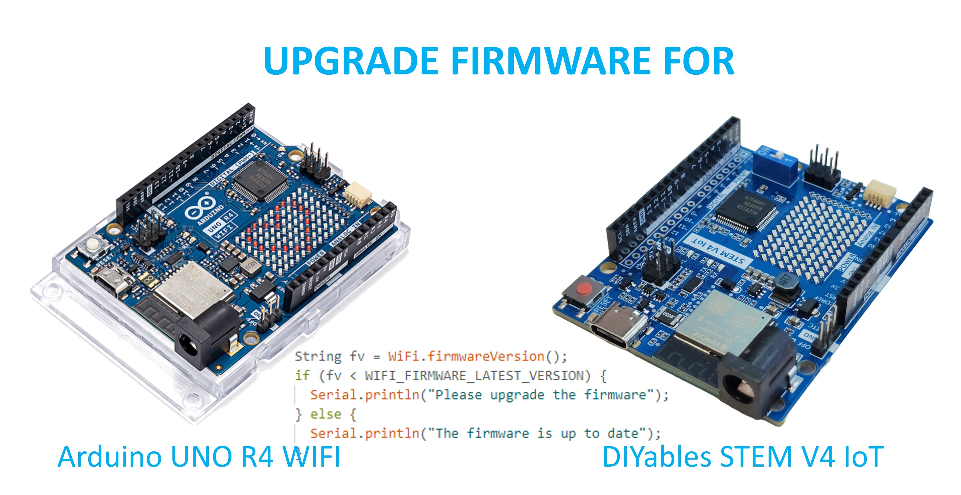 아두이노 우노 R4 와이파이/diyaBLEs stem v4 IoT 보드 펌웨어 업그레이드 방법