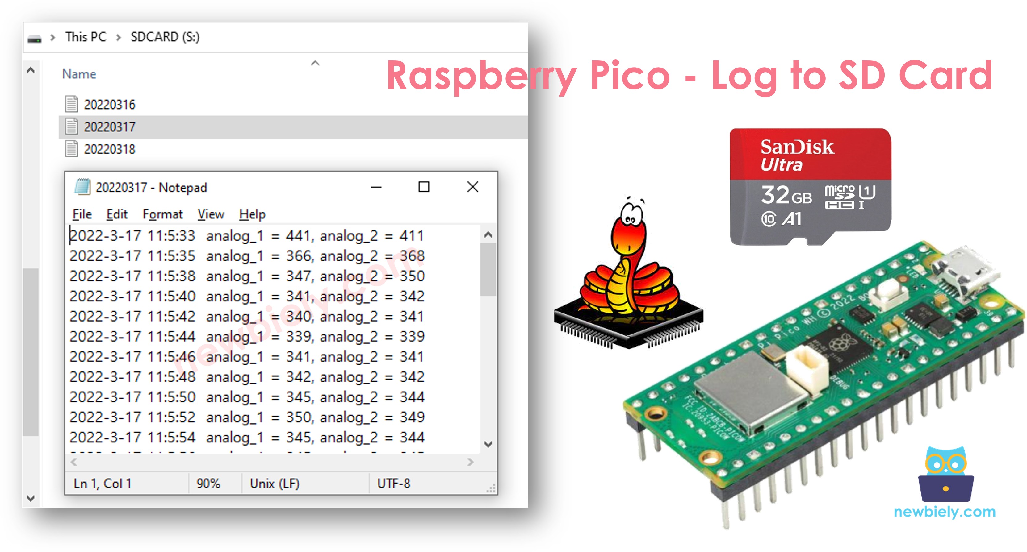라즈베리 파이 피코를 사용하여 micro sd 카드에 로그 기록
