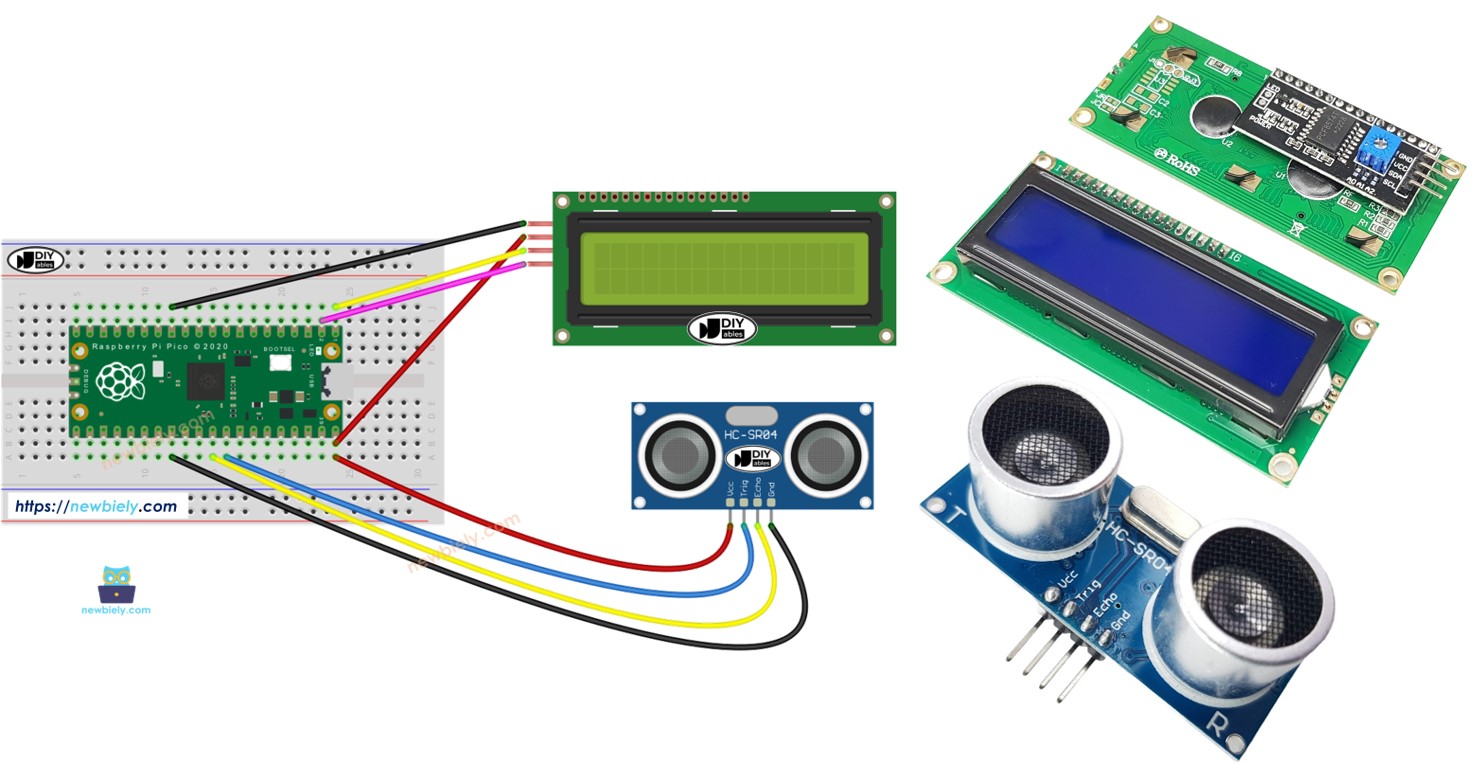 라즈베리 파이 피코 초음파 센서 lcd i2c