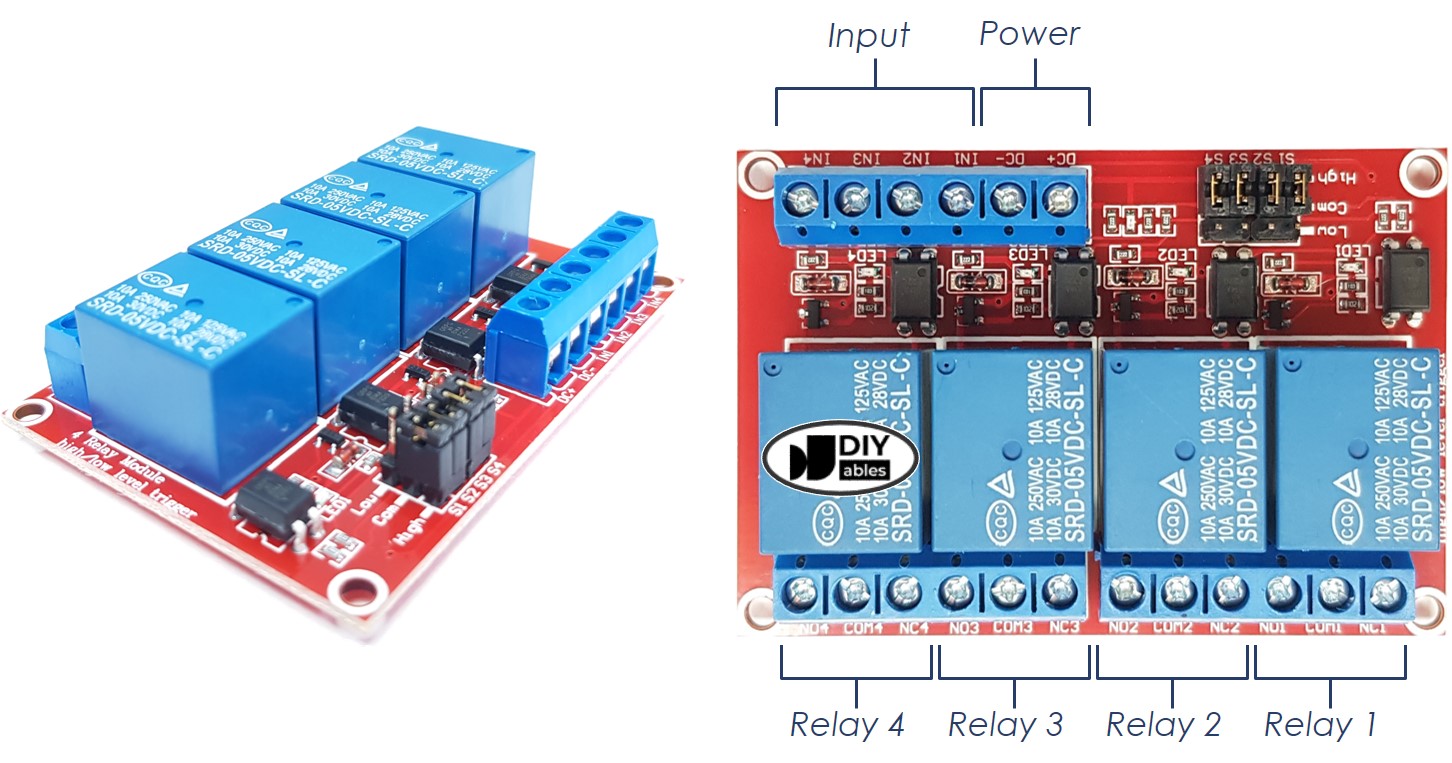 4-channel 릴레이 module 사용법 핀아웃