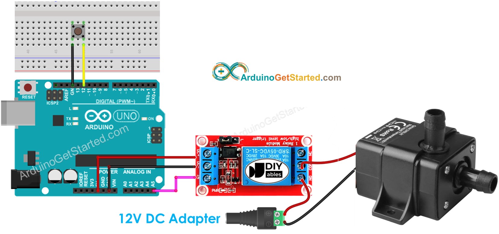 Arduino Button controls Pump Wiring Diagram