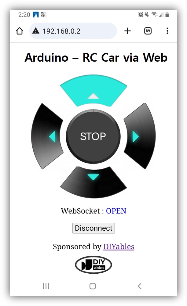 Arduino controls car via web browser