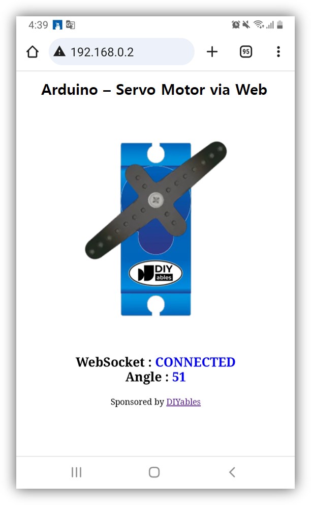 Arduino controls servo motor via web browser