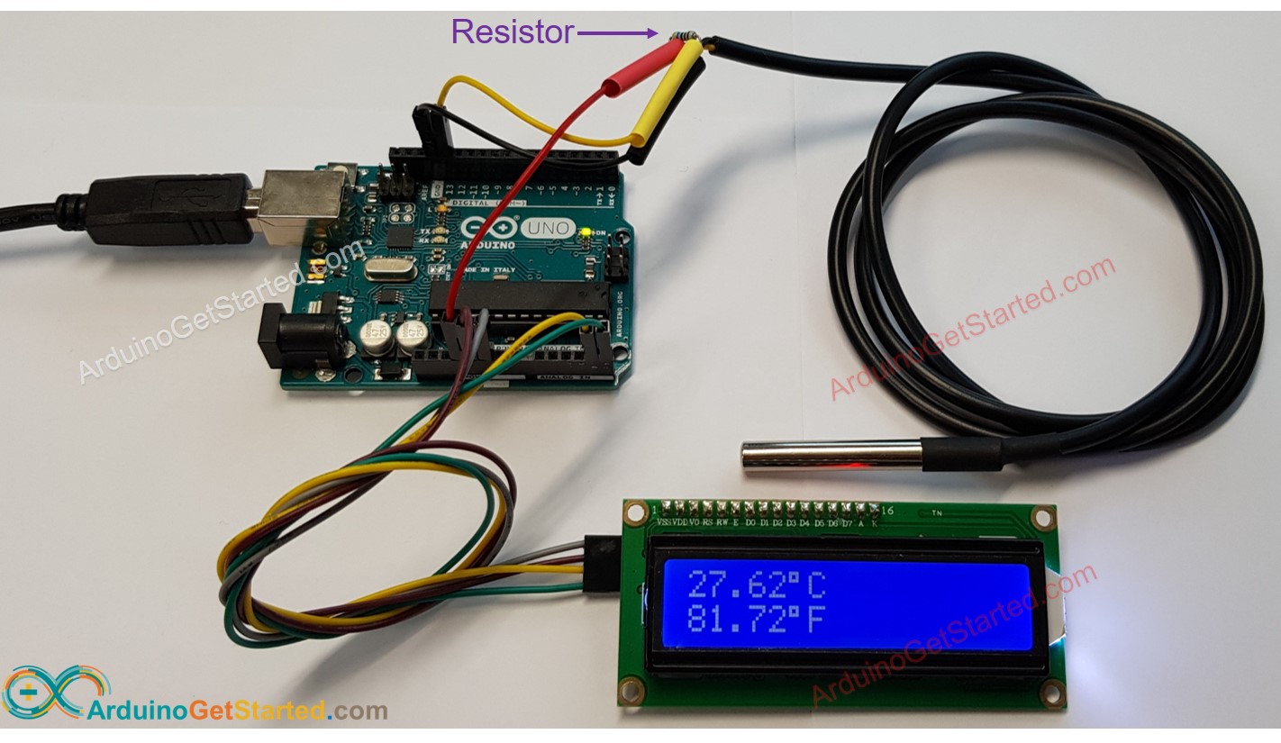 Arduino ds18b20 LCD Wiring Diagram