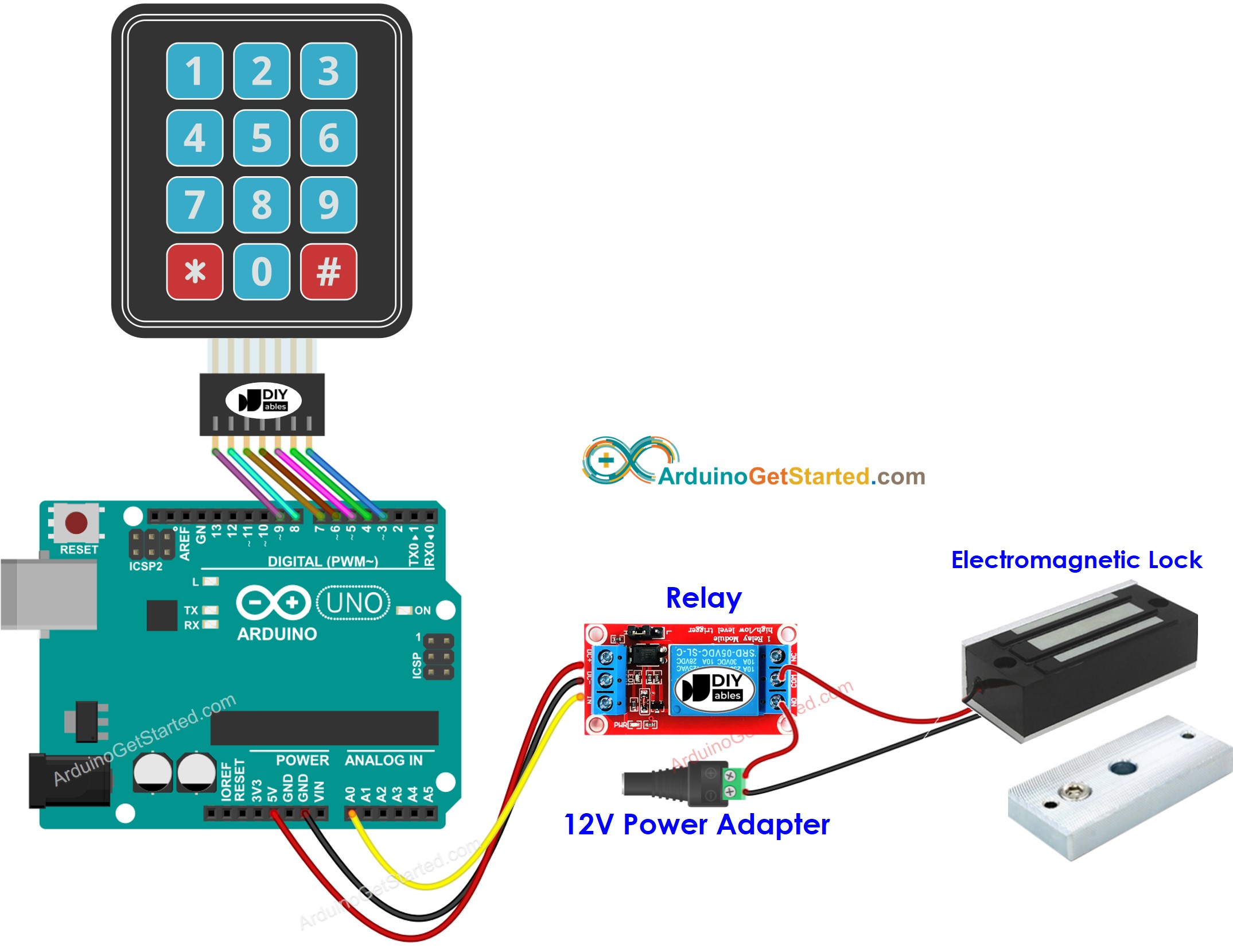 Arduino keypad electromagnetic lock wiring diagram