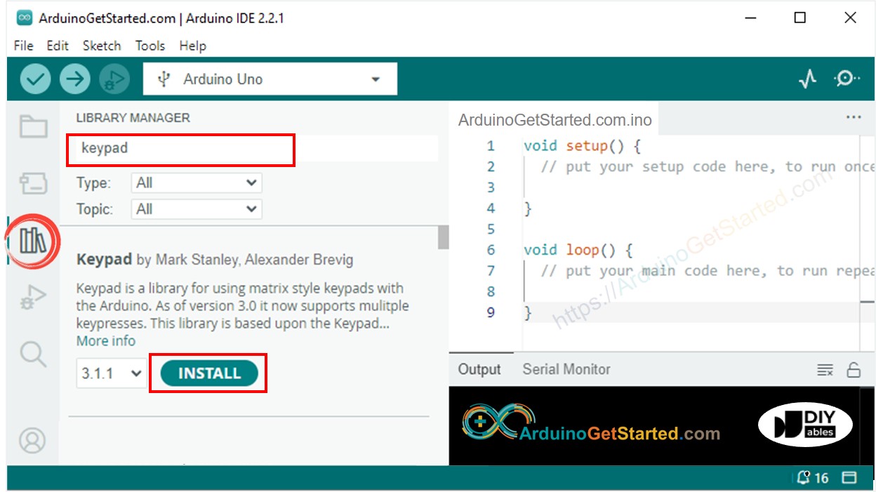 Arduino keypad library