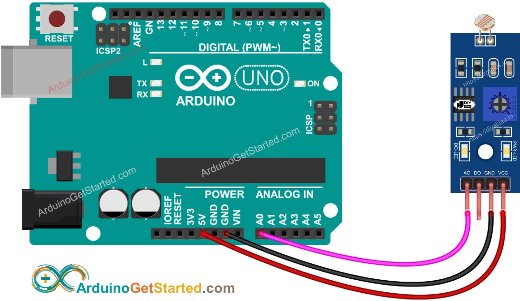 Arduino LDR Module wiring diagram