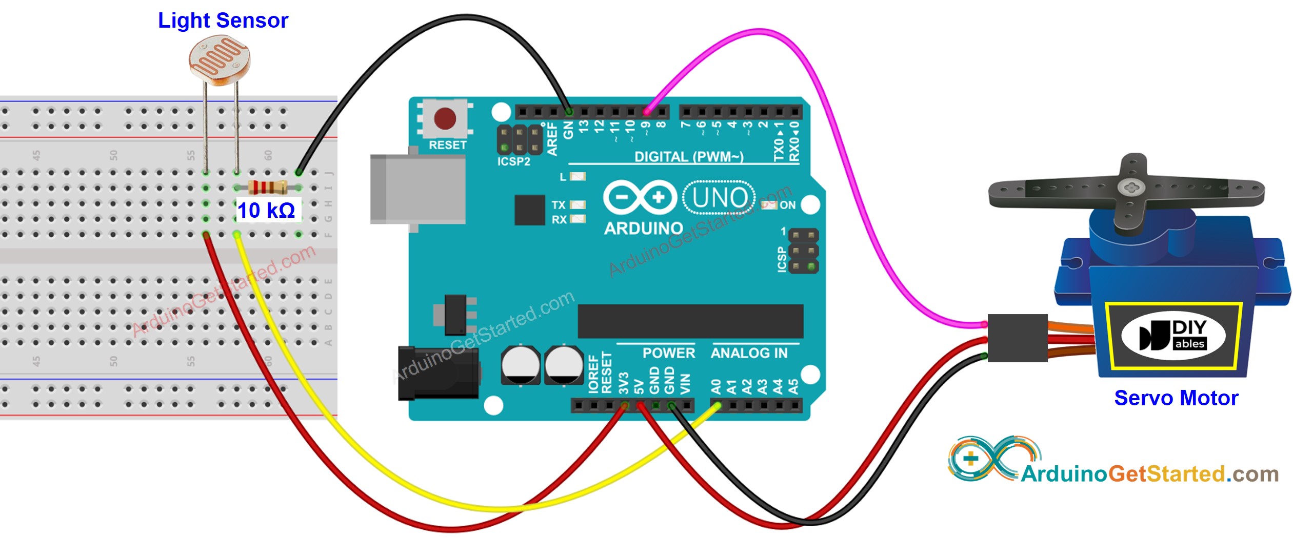 Arduino Light Sensor Servo Motor Wiring Diagram