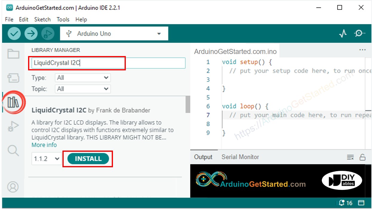 Arduino LiquidCrystal I2C library