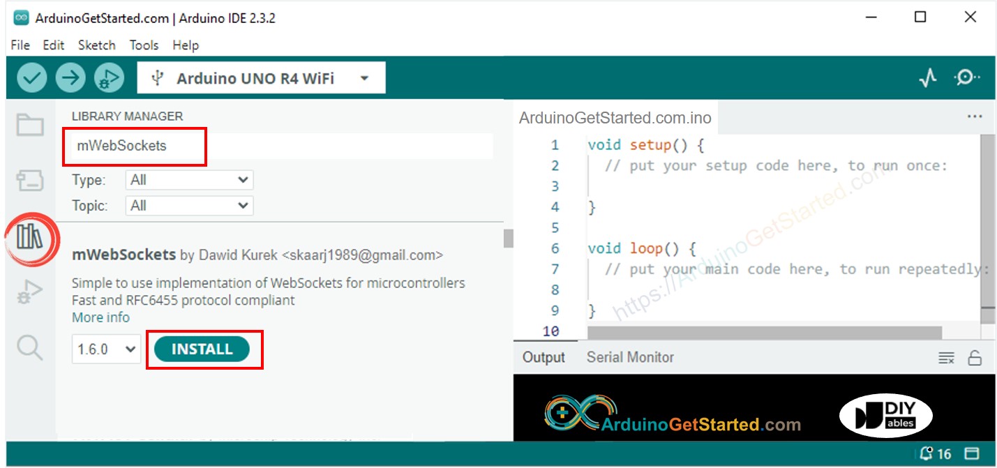 Arduino mWebSockets library