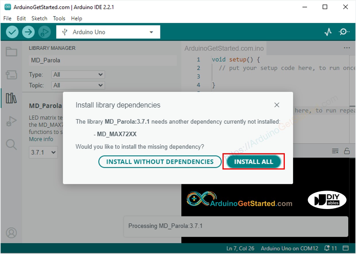 Arduino MD_MAX72XX library