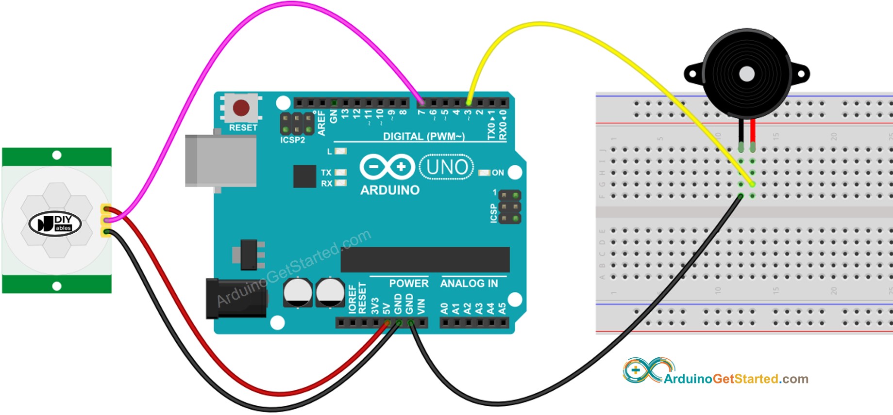 Arduino Motion Sensor Piezo Buzzer Wiring Diagram