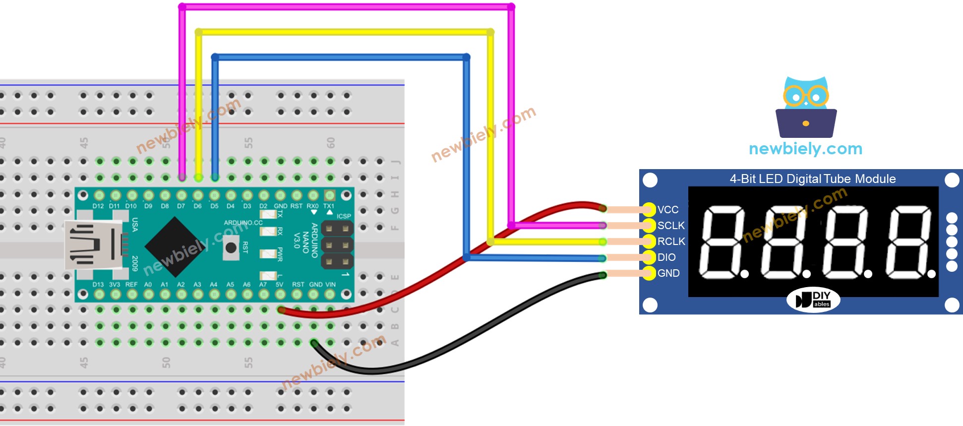 Arduino Nano 74HC595 Module Wiring Diagram