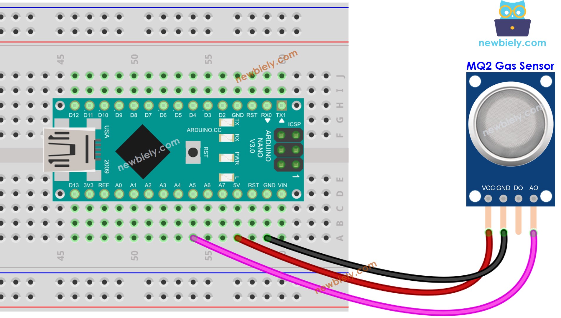 Arduino Nano air quality wiring diagram