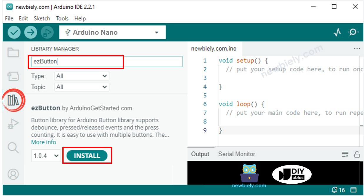 Arduino Nano button library