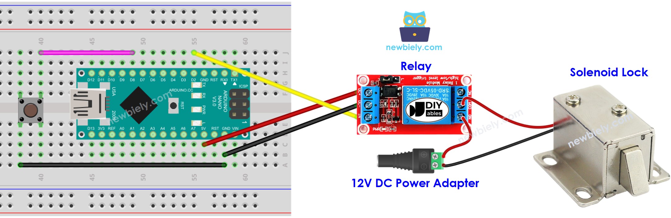 Arduino Nano Solenoid Lock wiring diagram