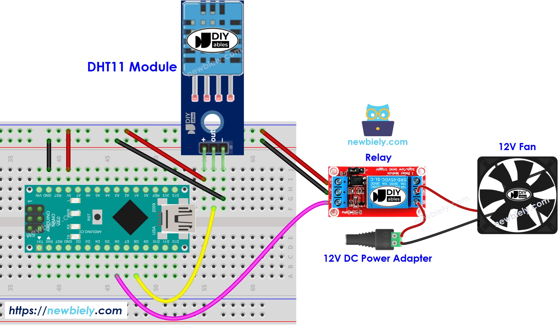 Arduino Nano cooling fan system wiring diagram