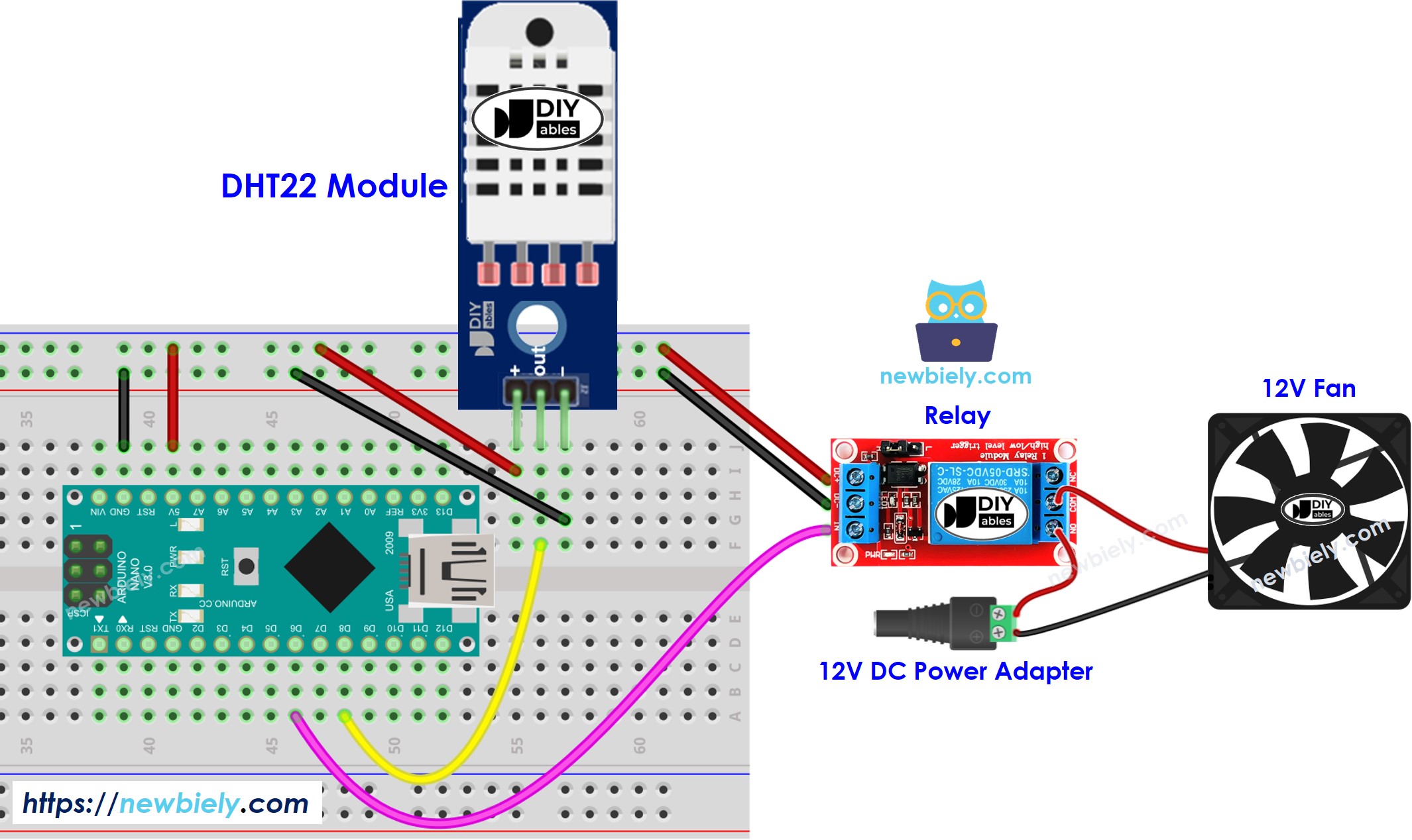 Arduino Nano cooling fan system wiring diagram