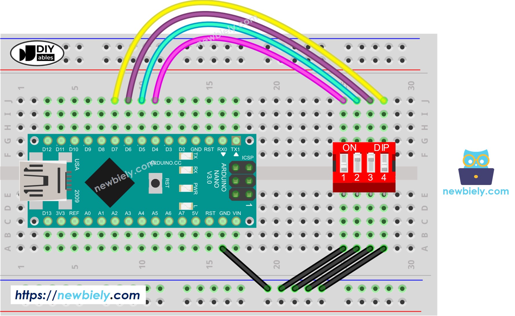 Arduino Nano DIP switch Wiring Diagram