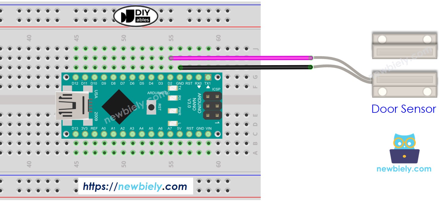 Arduino Nano Door Sensor wiring diagram