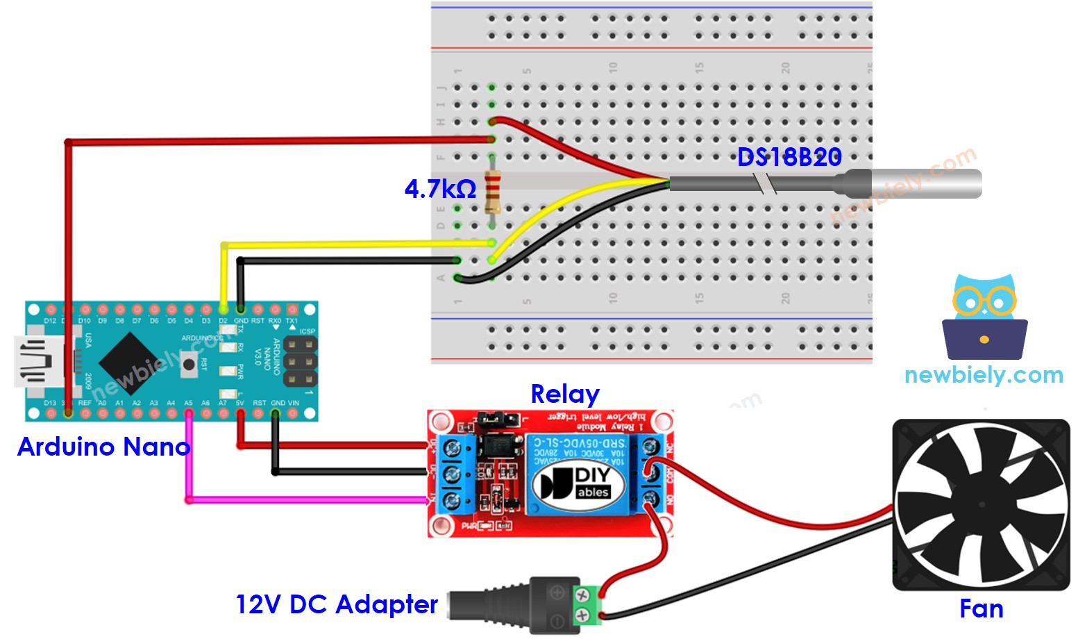 Arduino Nano cooling fan system wiring diagram