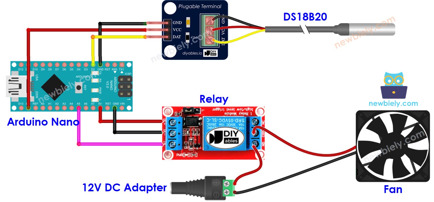 Arduino Nano control relay wiring diagram