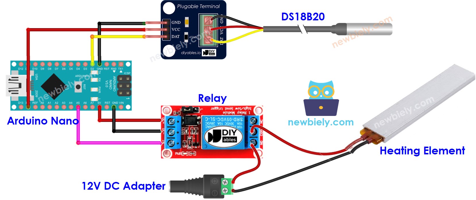 Arduino Nano control heating element wiring diagram