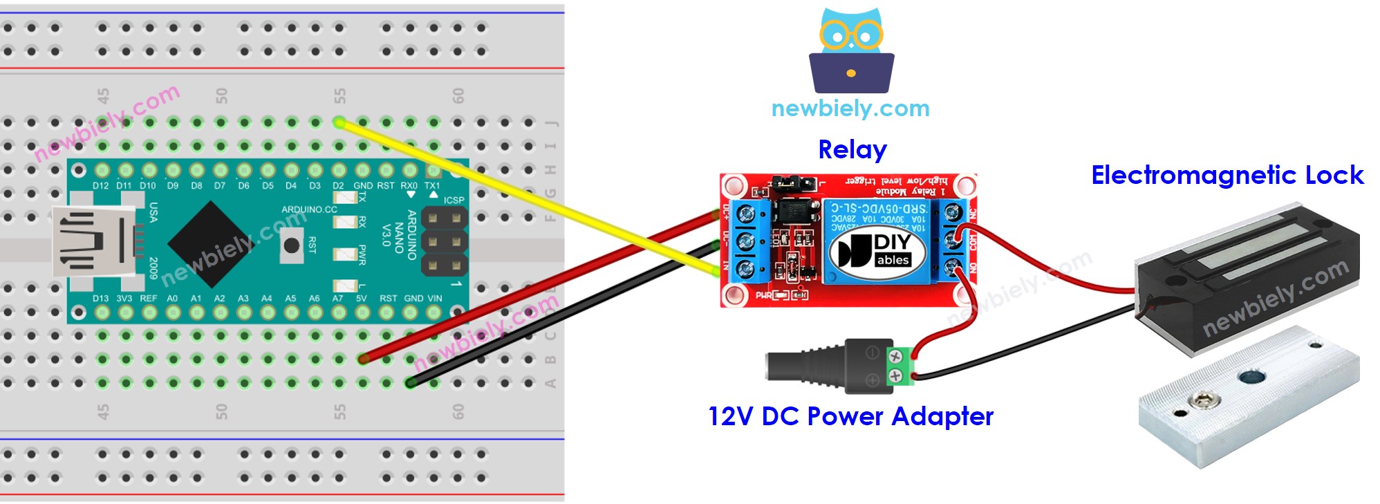 Arduino Nano electromagnetic lock wiring diagram