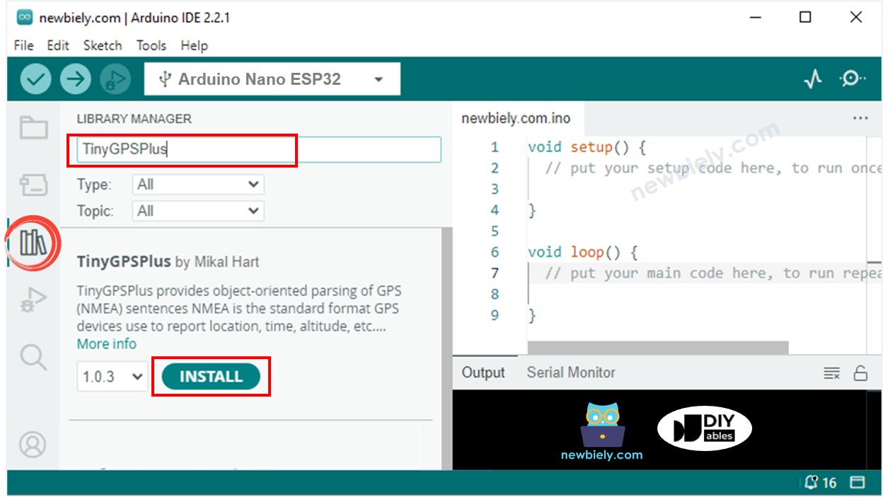 아두이노 나노 ESP32 tinyGPS++ 라이브러리