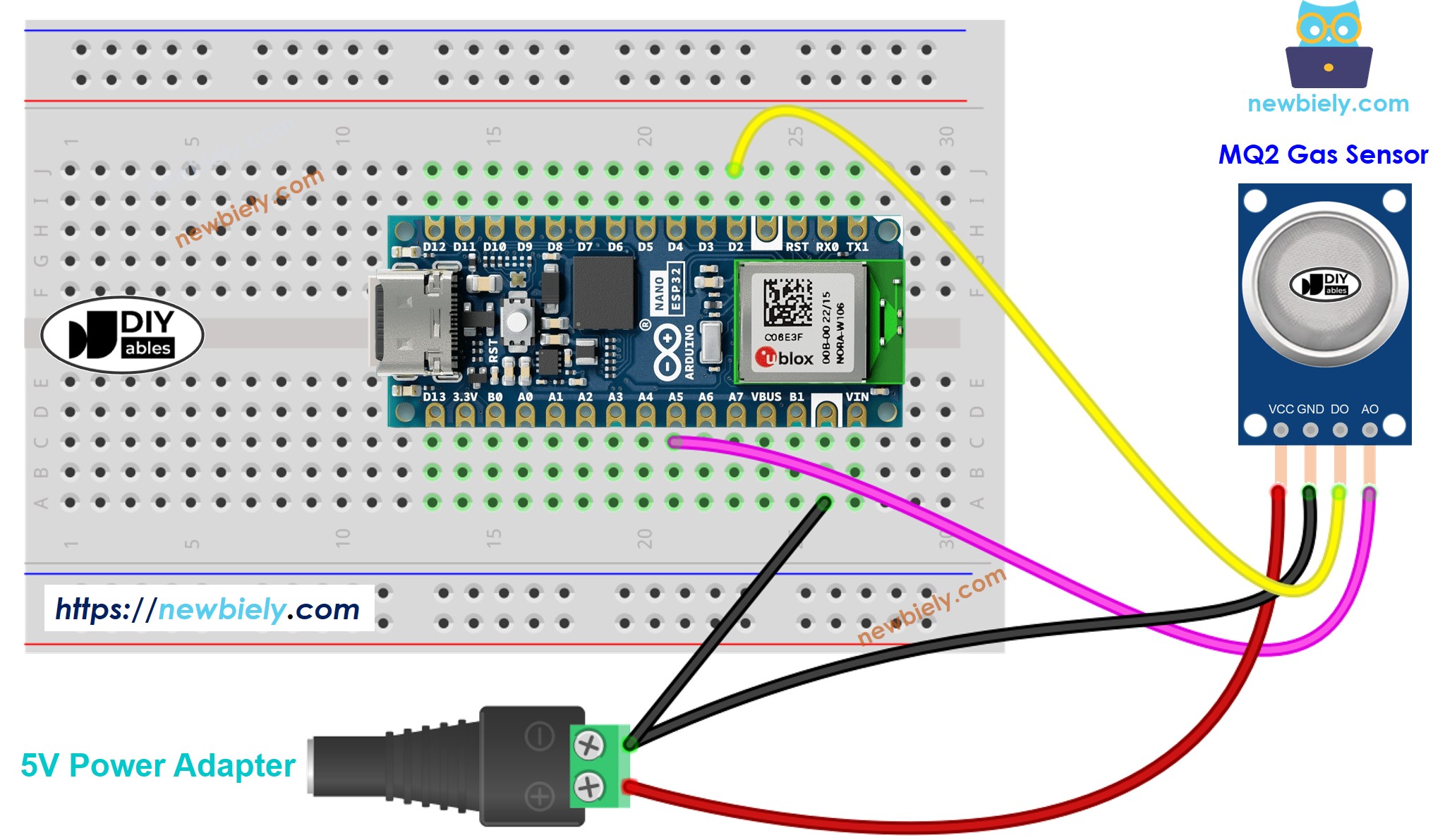 아두이노 나노 ESP32 air quality 연결 배선도