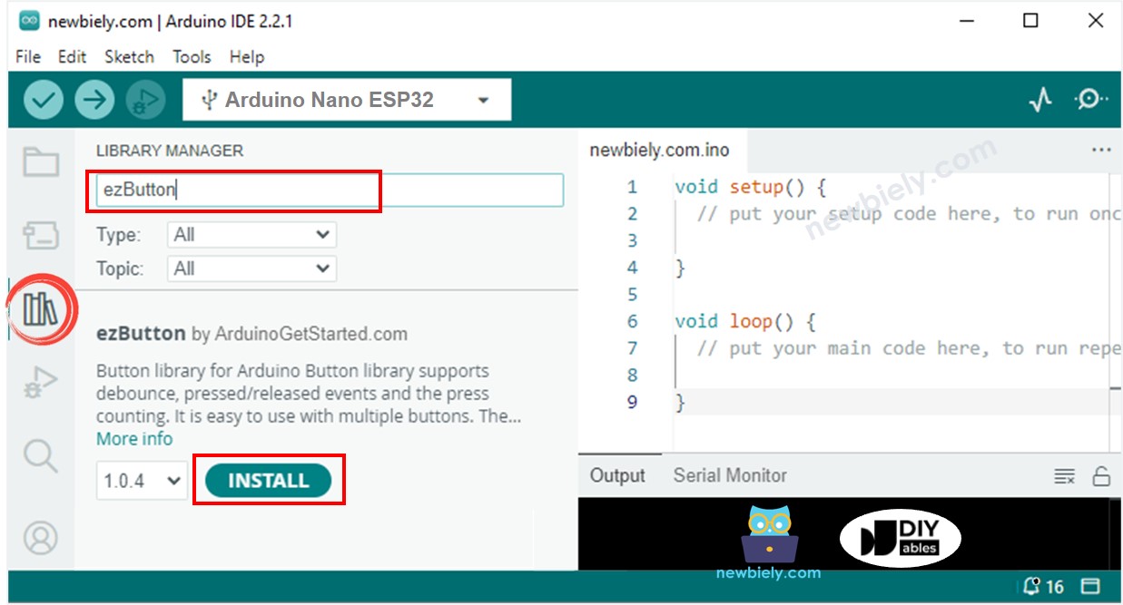 Arduino Nano ESP32 button library