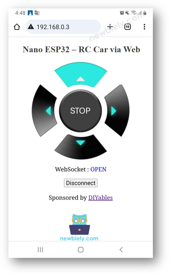 Arduino Nano ESP32 controls car via web browser